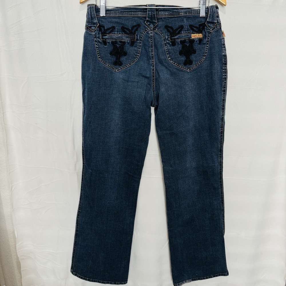 Bsou Jeans Wide‎ Legs Embroidered Legs & Pockets Sz 12 - Picture 8 of 15
